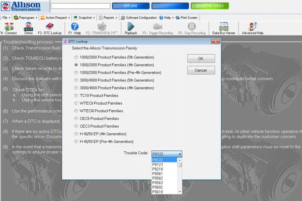 Allison DOC Diagnostic Software Lifetime Activation