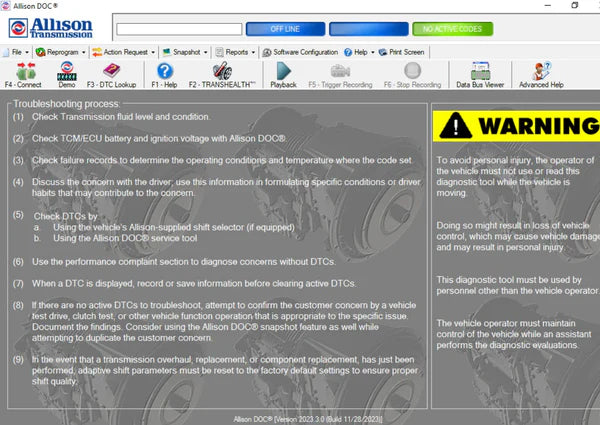 Allison DOC Diagnostic Software Lifetime Activation