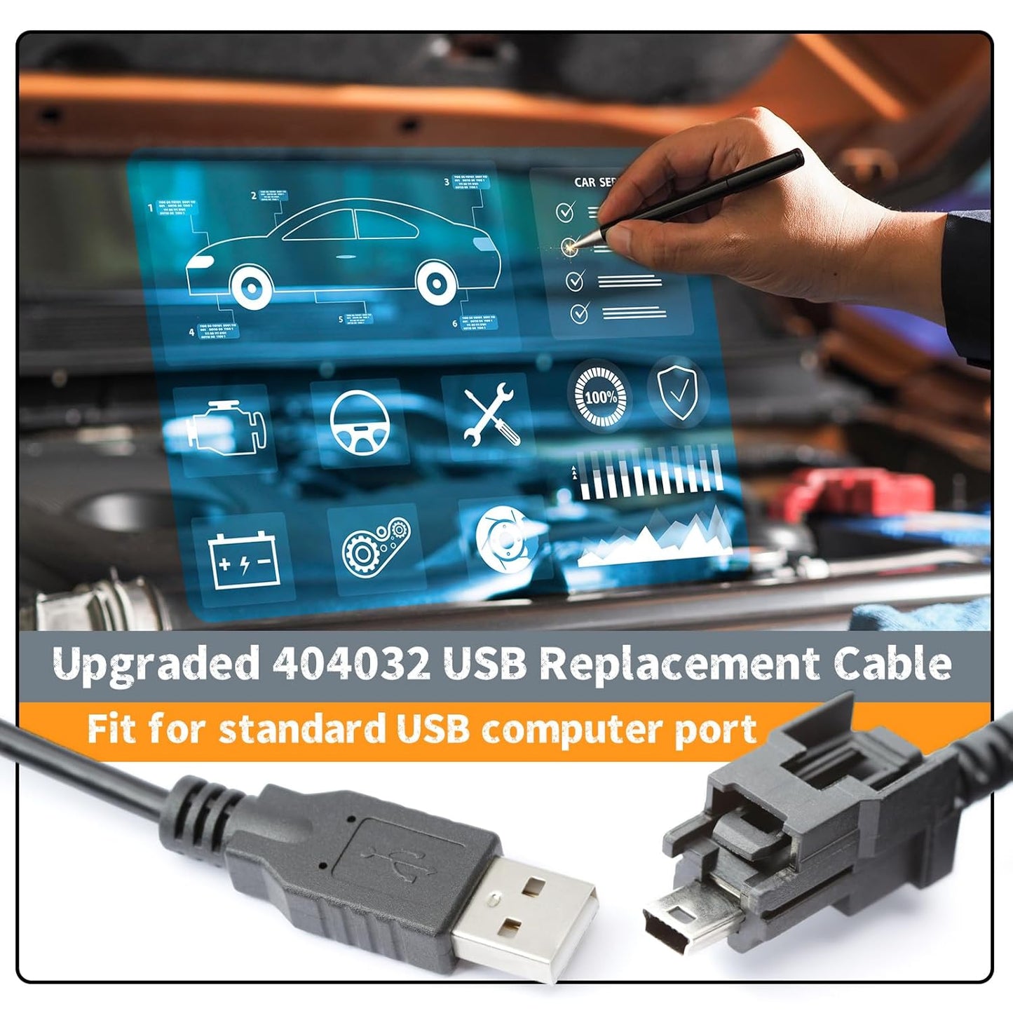 404032 USB Cable Replacement for Nexiq USB Link 2 3 for Cummins Inline 7, Fit for Standard USB Computer Port